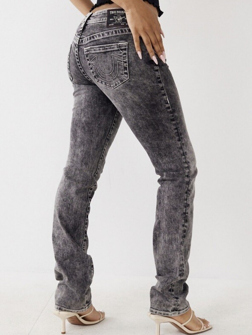 True Religion Billies Mid Rise Straight Jeans, Faded Black